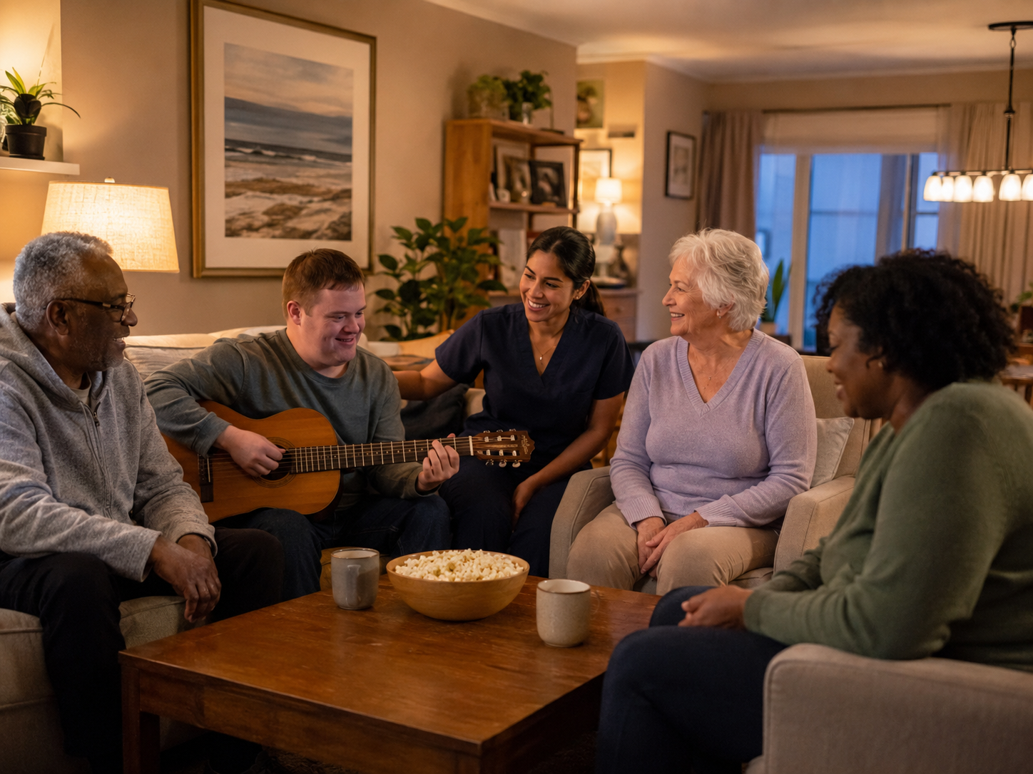 Evening Music — Warmth and rhythm after dinner.