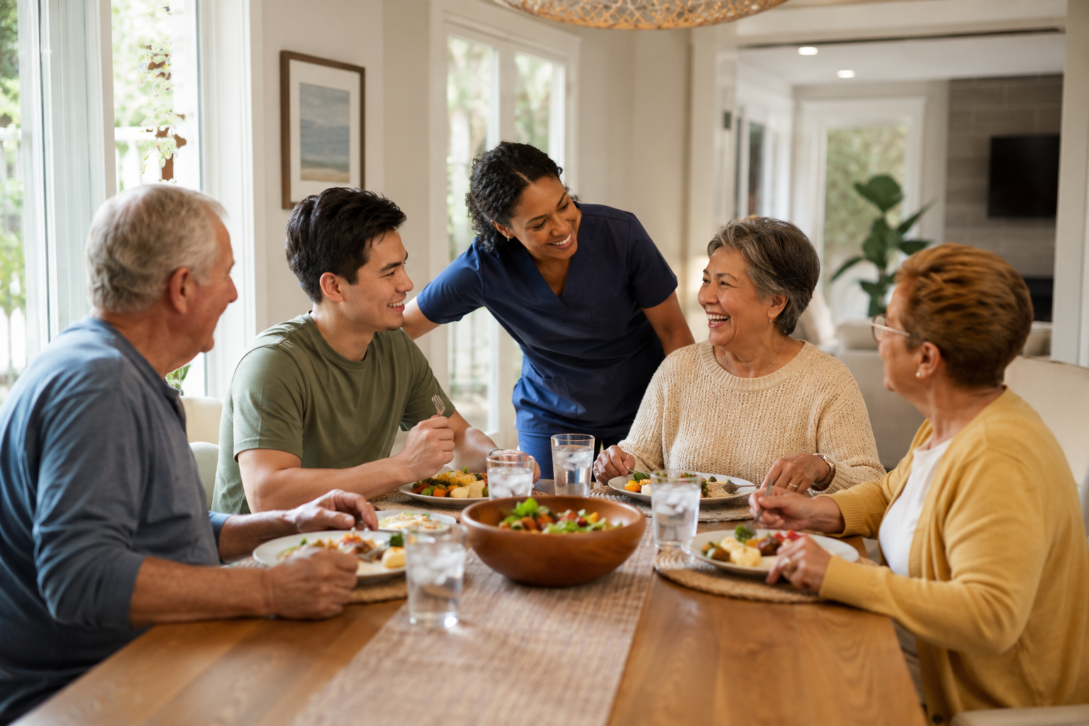 Shared Meals — Meals shared, never served alone.